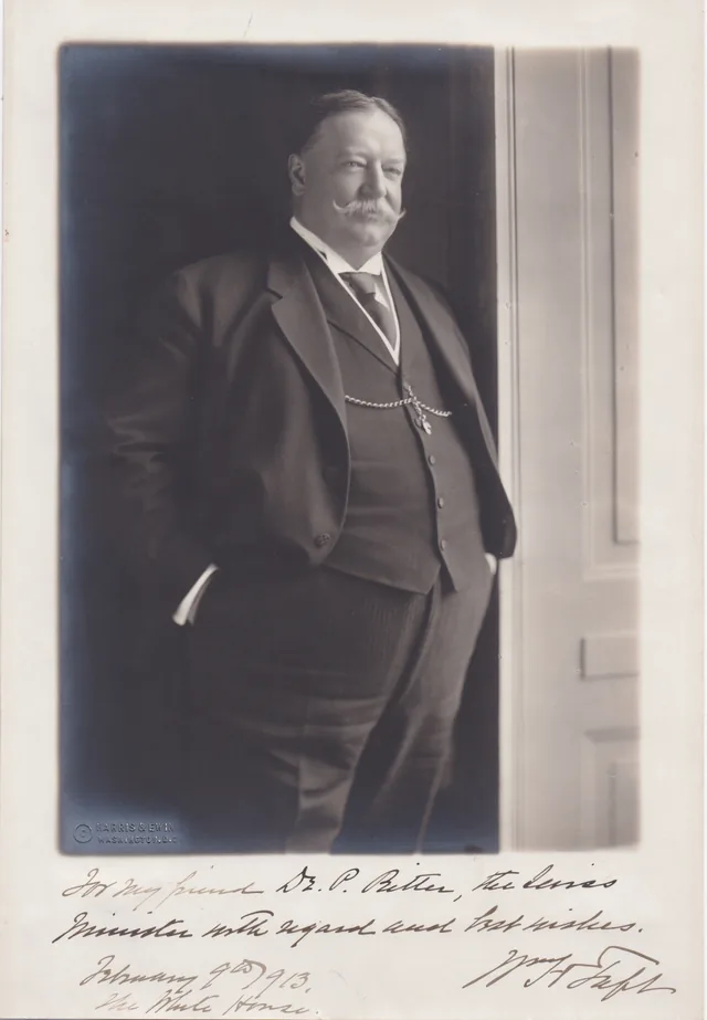 Signiertes Atelierporträt von William H. Taft für Dr. P. Ritter im Weißen Haus, 9. Januar 1913