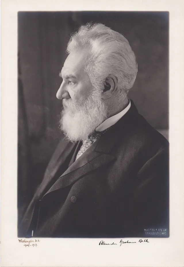Alexander Graham Bell signed portrait - inventor of the telephone and a striking American figure in the archive. - Alexander Graham Bell, inventor of the telephone - Paul Ritter archive.